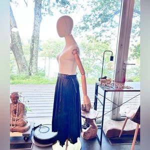 COPY - chic minimalist black knife pleated vinyl wrap skirt